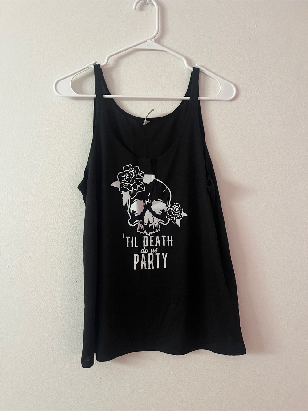 BELLA CANVAS Black Graphic Lightweight Tank Top ‘TIL Death Do Us Party”